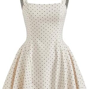 CIDER Womens Polka Dot Going Out Dress Cute Summer Date Night Square Neck Sleeveless Mini Dress