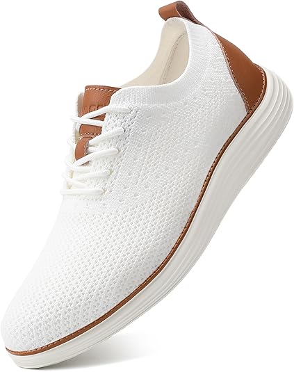 VILOCY Men's Casual Dress Sneakers Lace-Up Oxfords Business Mesh Breathable Walking Shoes Tennis Comfortable