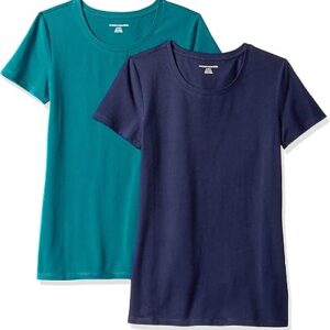 Women's Regular-Fit Short-Sleeve T-Shirt (Crewneck and V-Neck Options), Multipacks