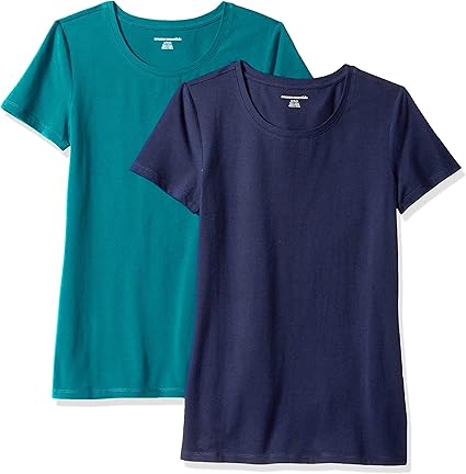 Women's Regular-Fit Short-Sleeve T-Shirt (Crewneck and V-Neck Options), Multipacks